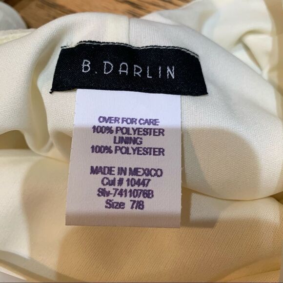 PROM DRESS B Darlin Cream Sparkly Sleeveless Asymmetrical Dress size 7/8 - Picture 16 of 16